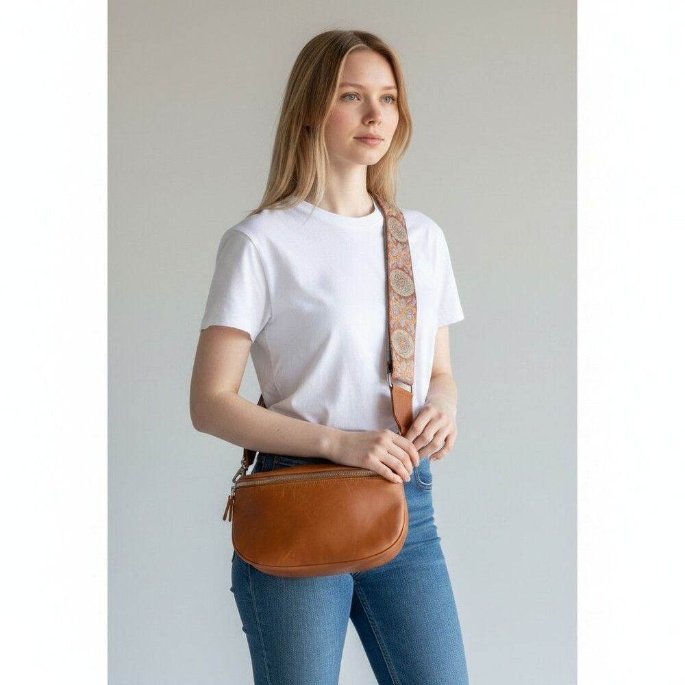Andar V1 Waymaker Crossbody Shoulder Bag Cognac Leather